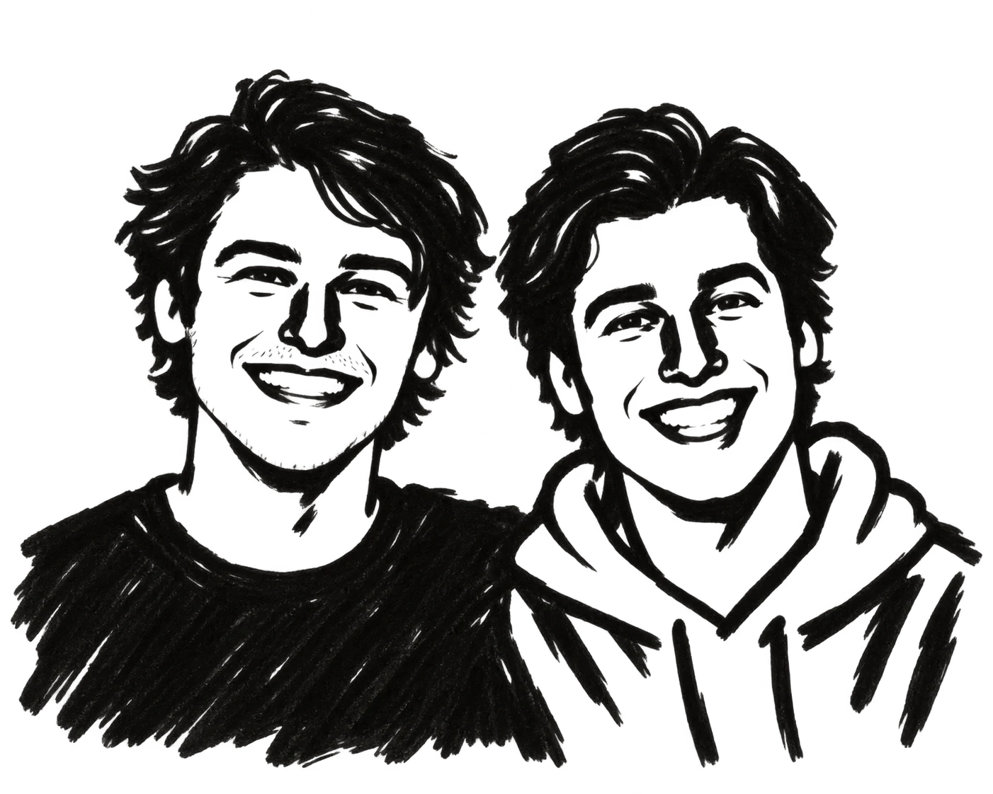 Een stevig stiftportret van GetOut-oprichters Marcus (links) en Maks (rechts)
